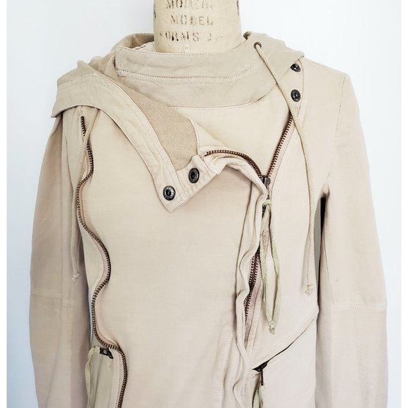 Free People We the Free Womens Carmen Moto Jacket Zip Hoody in Calm Sand S NWT - Picture 3 of 14
